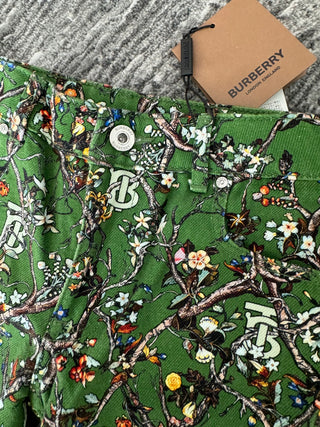 Burberry Gren Flower Print TB Logo Soft Jeans Trousers