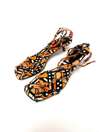 Burberry TB Black Orange Sandals