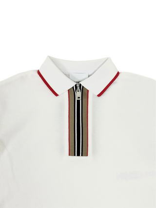 Burberry White Icon Stripe Polo Shirt