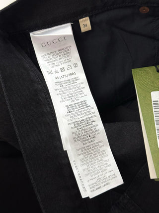 Gucci Black Denim Jeans with Gucci Embroidery