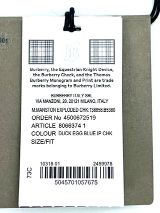 Burberry Silk Tie in Baby Blue Caro Patch