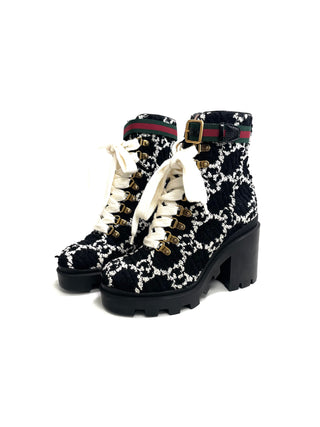 Gucci Black White GG Boots