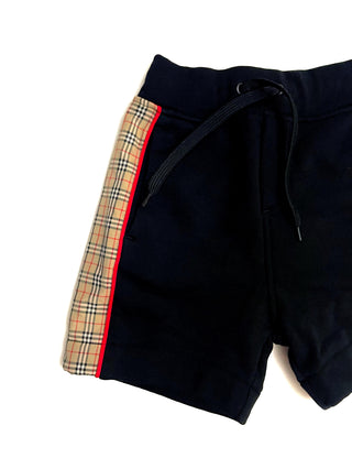 Burberry Black Shorts with Classic Caro Patch on the sides