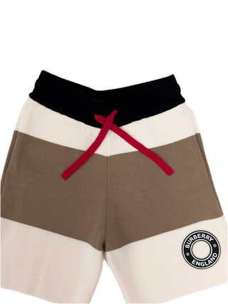 Burberry Beige White with Round Logo Wool Shorts