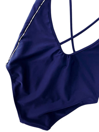 Burberry Navy Blue Back Classic Stripe Swimsuit