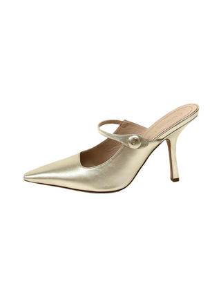 Dior Heeled Mule Gold Tone Metallic Lambskin
