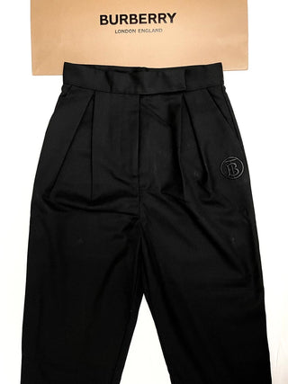 Burberry Black Liza Trousers with TB Embroidery