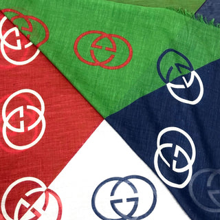Gucci Cotton Tri Color Scarf Red/Blue/ Green