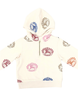 Burberry Beige Hoodie Shirt with Colourful Round Brand Name Logo