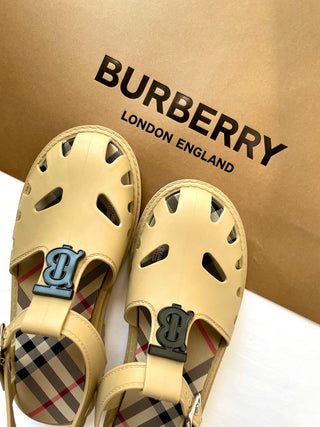 Burberry Beige Black TB Logo Jelly Shoes