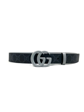 Gucci Leather Belt GG Buckle Grey