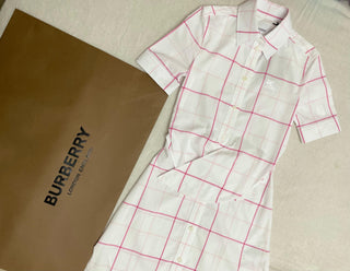 Burberry White Pink Caro Shirt Dress