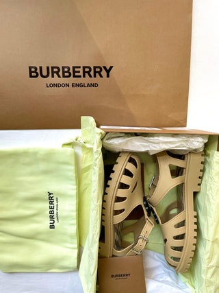 Burberry Beige Black TB Logo Jelly Shoes