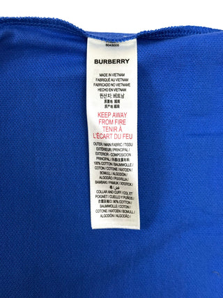 Burberry Blue White Big Name Logo Print Polo Shirt