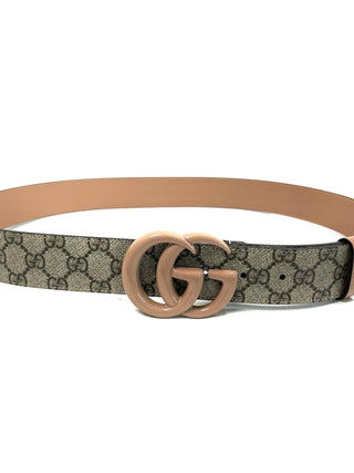 Gucci Beige GG Classic Monogram Leather Belt