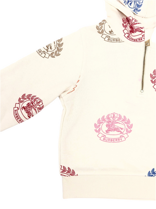 Burberry Beige Hoodie Shirt with Colourful Round Brand Name Logo