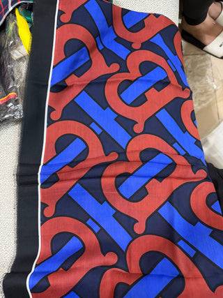 Burberry TB Logo Blk Blue Red Scarf