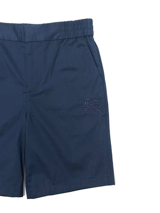Burberry Navy Blue Horse Logo Embroidered Shorts