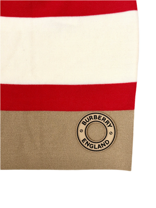 Burberry Beige Red White with Round Logo Wool Skirt