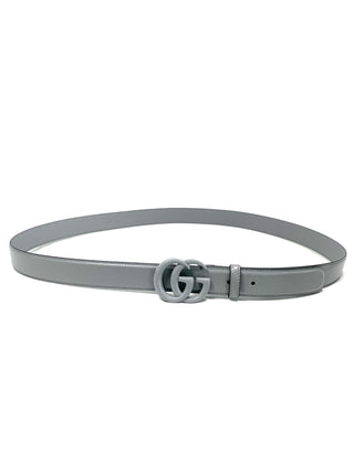 Gucci Grey GG Buckle Leather Belt