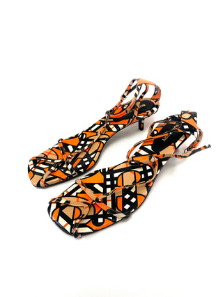 Burberry TB Black Orange Sandals