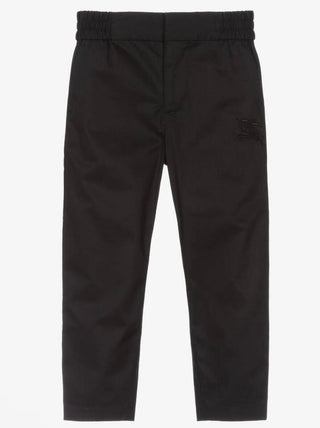 Burberry Black Trousers with Iconic Horse Embroidery