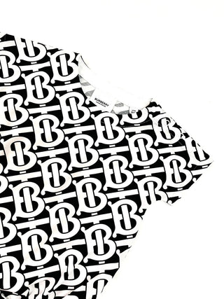 Burberry White with Black TB Logo Baby Onesie
