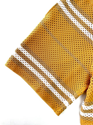 Burberry Mesh Mustard Yellow White Stripe Shorts