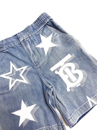 Burberry Denim Elastic Waistband TB Logo Shorts