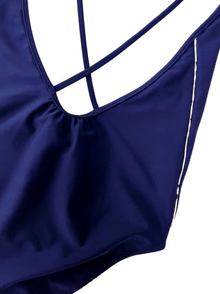 Burberry Navy Blue Back Classic Stripe Swimsuit