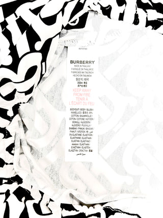 Burberry White with Black TB Logo Baby Onesie
