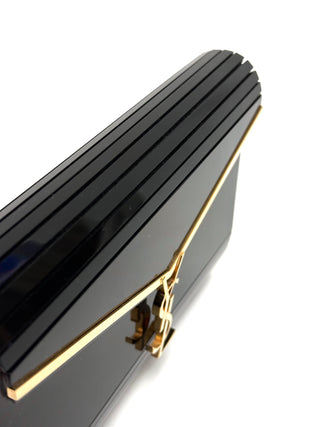 Saint Laurent Vicky Minaudiere Bag Black Glass