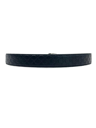 Gucci Leather Belt GG with Silver Buckle