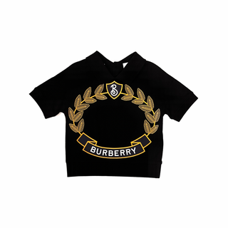 Burberry Black Gold Name Logo Polo Shirt