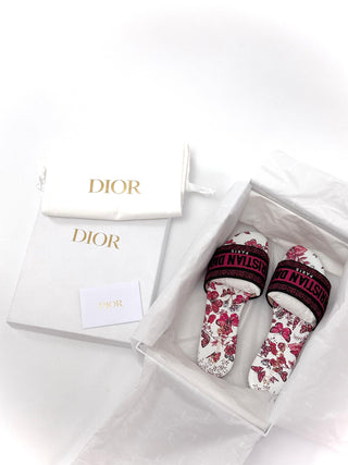 Christian Dior D Way Leather Mules Multicolor