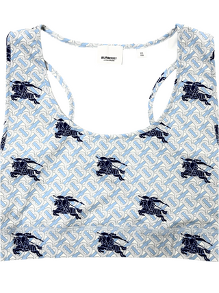 Burberry Iight Blue Crop Top with Iconic Horse Logo