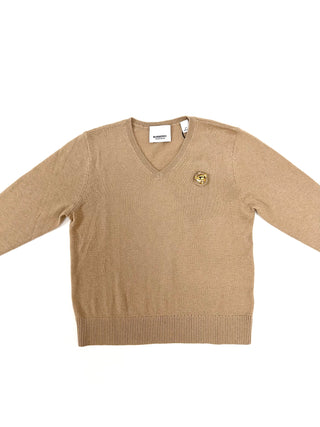Burberry Beige Cashmere Pullover with Iconic Bear