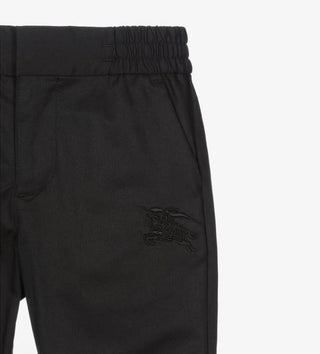 Burberry Black Trousers with Iconic Horse Embroidery