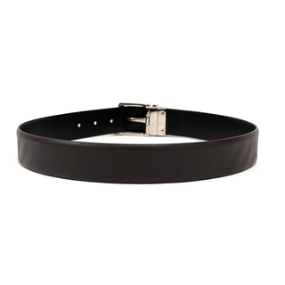 Burberry Reversible Caro Patch Dark Brown Leather Belt with Branded Silver Buckle