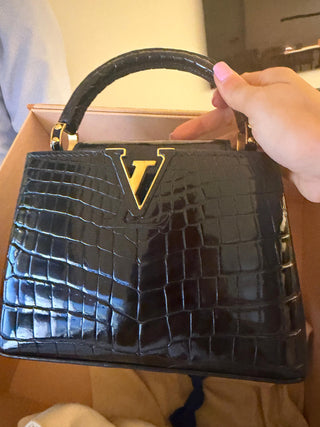 Louis Vuitton Capucines Mini Glossy Crocodile Black