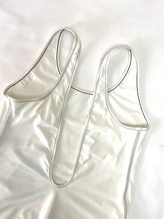 Burberry White Swimsuit with Brand Logo Patch