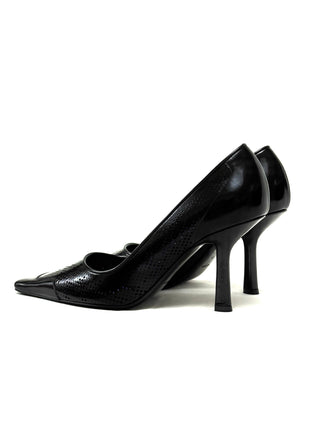 Burberry Calf Grain Black Leather Heels
