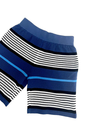 Burberry Blue White Black Stripe Mesh Shorts