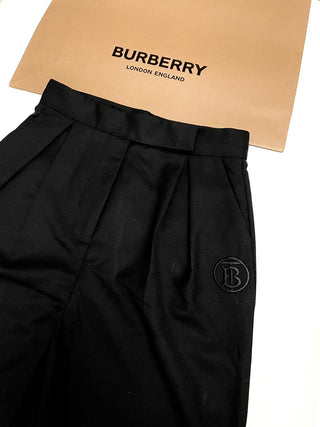 Burberry Black Liza Trousers with TB Embroidery