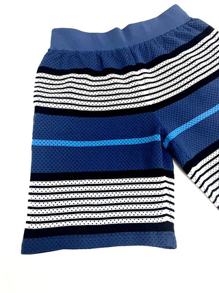 Burberry Blue White Black Stripe Mesh Shorts