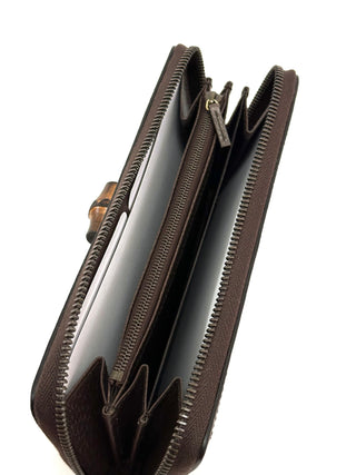 Gucci Long Wallet Bamboo Brown Beige
