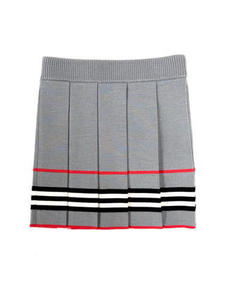 Burberry Grey Classic Design Stripes Wool Skirt