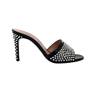 Moschino Limited Edition 85 Crystal Embellished Mules Black