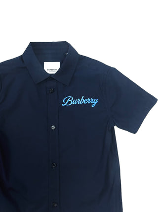 Burberry Navy Blue Embroidered Logo Shirt