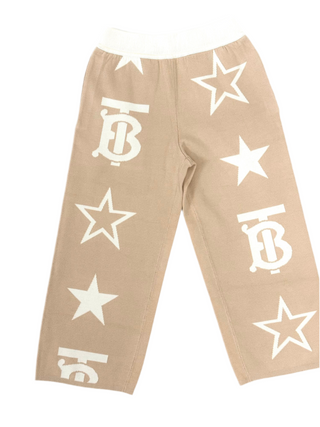 Burberry Beige TB Logo Stars Wool Trousers